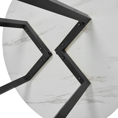 Moderner, einzigartiger Esstisch mit Metallrahmen und Marmormuster-OKWISH