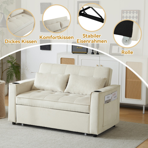 Klappschlafsofa mit Getränkehaltern und Kissen-OKWISH