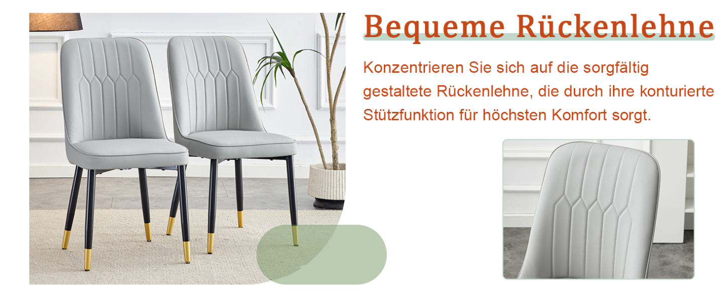 OKWISH Dining Chair with PU Seat and Metal Legs