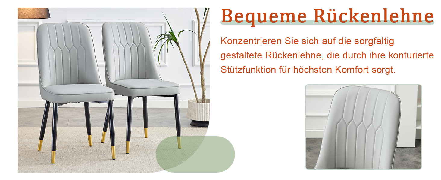 OKWISH Dining Chair with PU Seat and Metal Legs