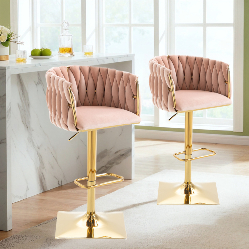 Moderner, stilvoller, verstellbarer Barhocker aus Samt-OKWISH