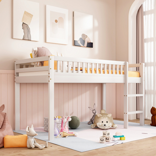 Kinderbett Massivholzbett mit Lattenrost, mit Sicherheitsleiter