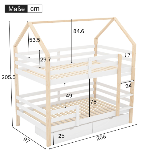 Hausförmiges Etagenbett, Doppelbett-OKWISH