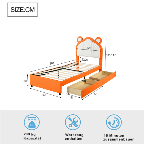 Gepolstertes Bett aus Kunstlederstoff-OKWISH