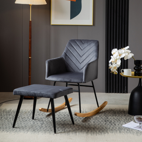 Stabiler Loungesessel mit Gestell aus Gummibaumholz und Pedalen-OKWISH