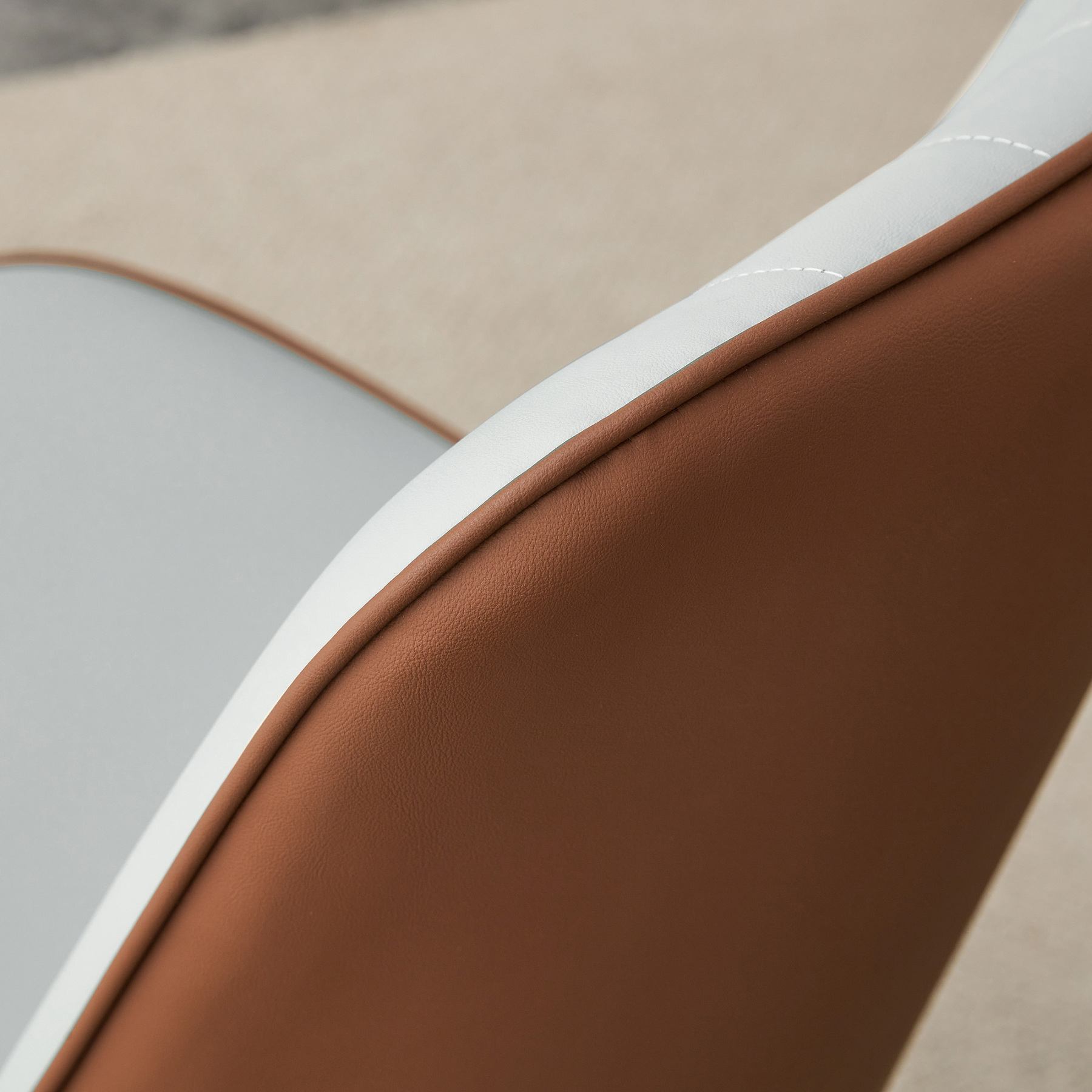 OKWISH Set of 2 Dining Chairs in Two-Tone PU Leather