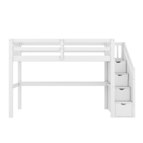 Kinderhochbett, mit Stauraumschubladen und Unterbettschreibtisch