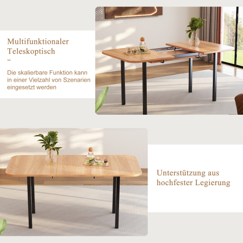 Klassischer ausziehbarer Esstisch in Holzfarbe-OKWISH