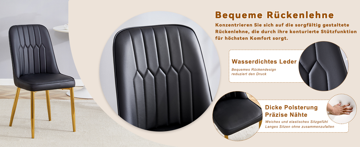 OKWISH Black Dining Chair with Gold Metal Legs