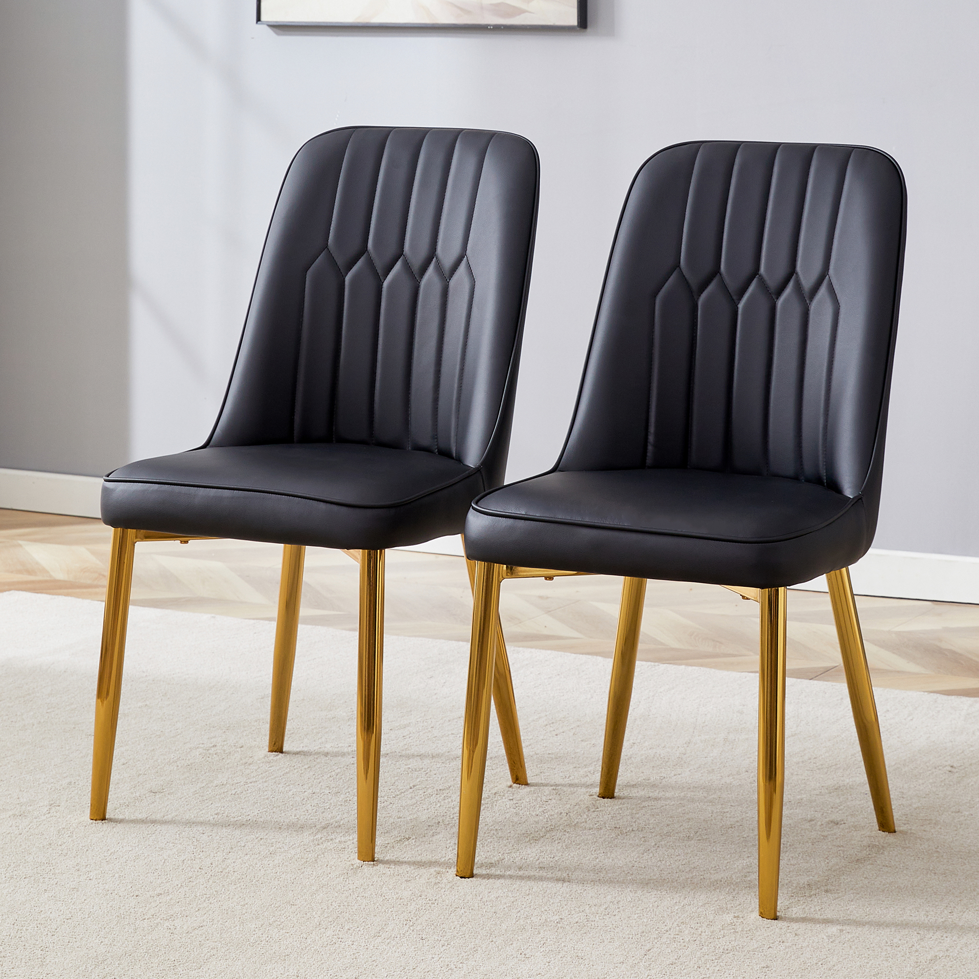 OKWISH Black Dining Chair with Gold Metal Legs