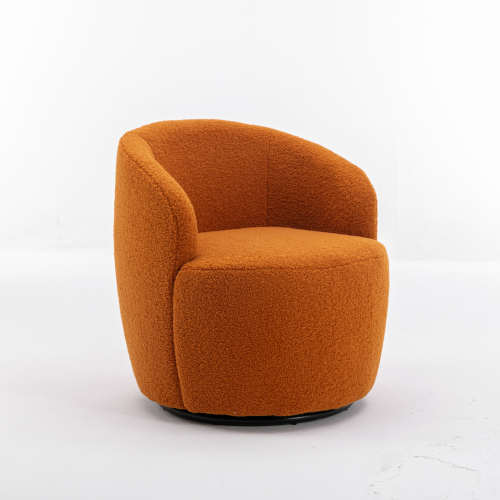 Teddy Fabric Swivel Accent Armchair Barrel Chair With Black Powder Coating Metal Ring