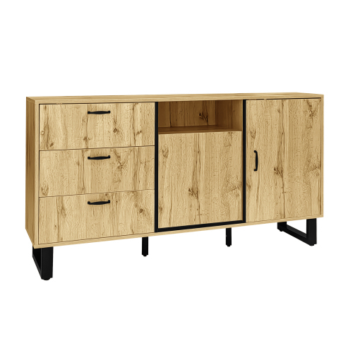Sideboard, Kommode mit Schubladen und Türen, Farbblockdesign 