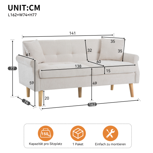 Gepolstertes Zweisitzersofa im modernen Design-OKWISH