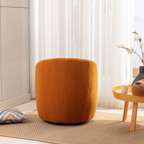Teddy Fabric Swivel Accent Armchair Barrel Chair With Black Powder Coating Metal Ring