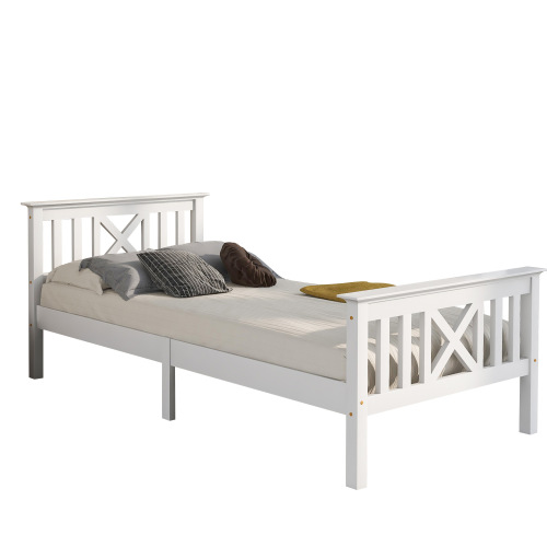  Mit Lattenrost Holzbett mit Kopfteil - Massivholz Kinderbett Jugendbett Kiefer massiv 