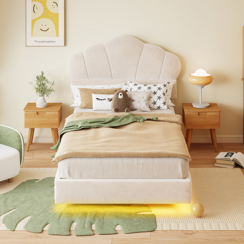 Gepolstertes Bett aus Samtstoff-OKWISH