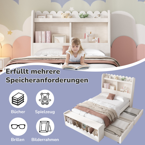 Einzelbett für Kinder mit Stauraum-OKWISH