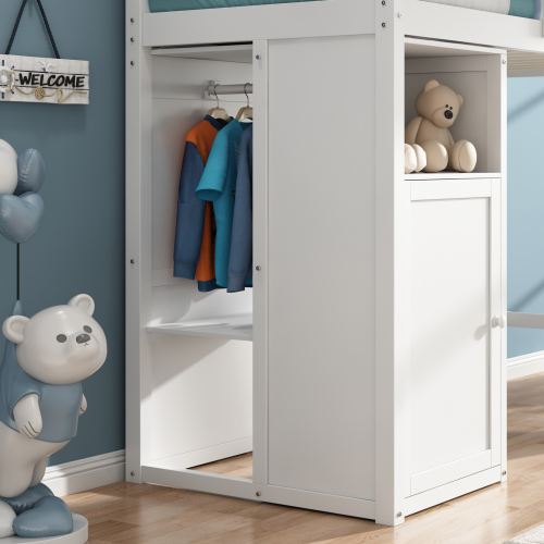 Kinderbett Hochbett mit Schrankrahmenbett-OKWISH