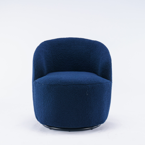 Soft Teddy Fabric Swivel Accent Armchair Barrel Chair With Black Powder Coating Metal Ring