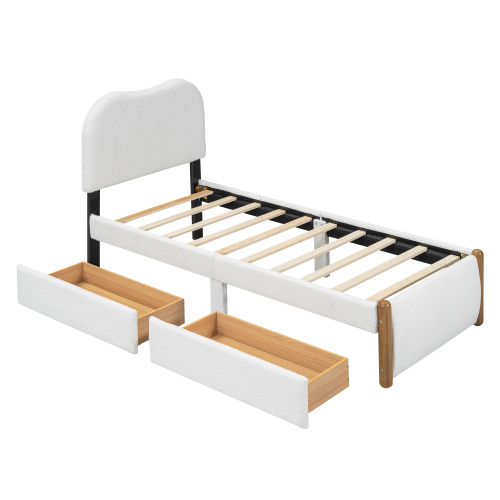 Gepolstertes Kinderbettbrett mit zwei Schubladen-OKWISH