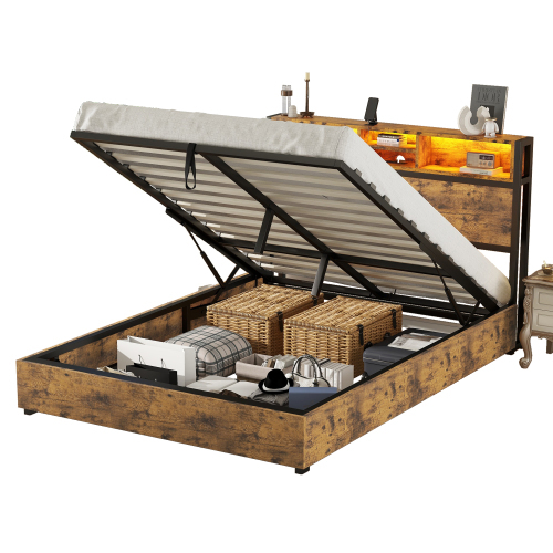 Farbwechselnde LED-Umgebungsbeleuchtung, 24-Tasten-Fernbedienung, großer Stauraum im Bettkasten