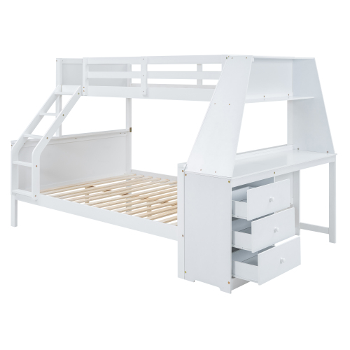 90*200cm140*200cm Etagenbett, Kinderbett, ausgestattet mit Tisch, großer Stauraum, hohes Geländer
