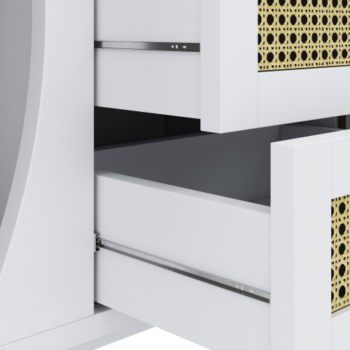 Sideboard, Rattanschrank mit Schubladen, Kommode mit Schiebetüren 