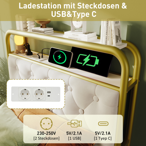 Polsterbett mit Metallrahmen-OKWISH