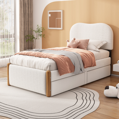 Gepolstertes Kinderbettbrett mit zwei Schubladen-OKWISH