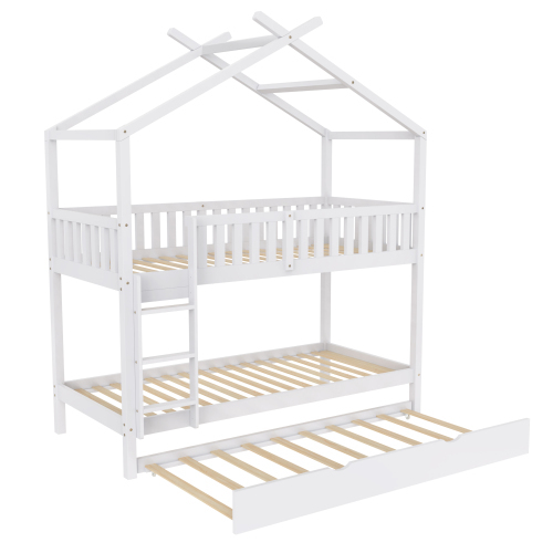 Hausbett Kinderbett Jugendbett, drei Betten, Ausziehbar, Platzsparendes Design