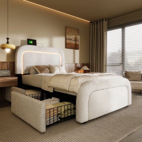 Höhenverstellbares Polsterbett mit Kopfteil-OKWISH