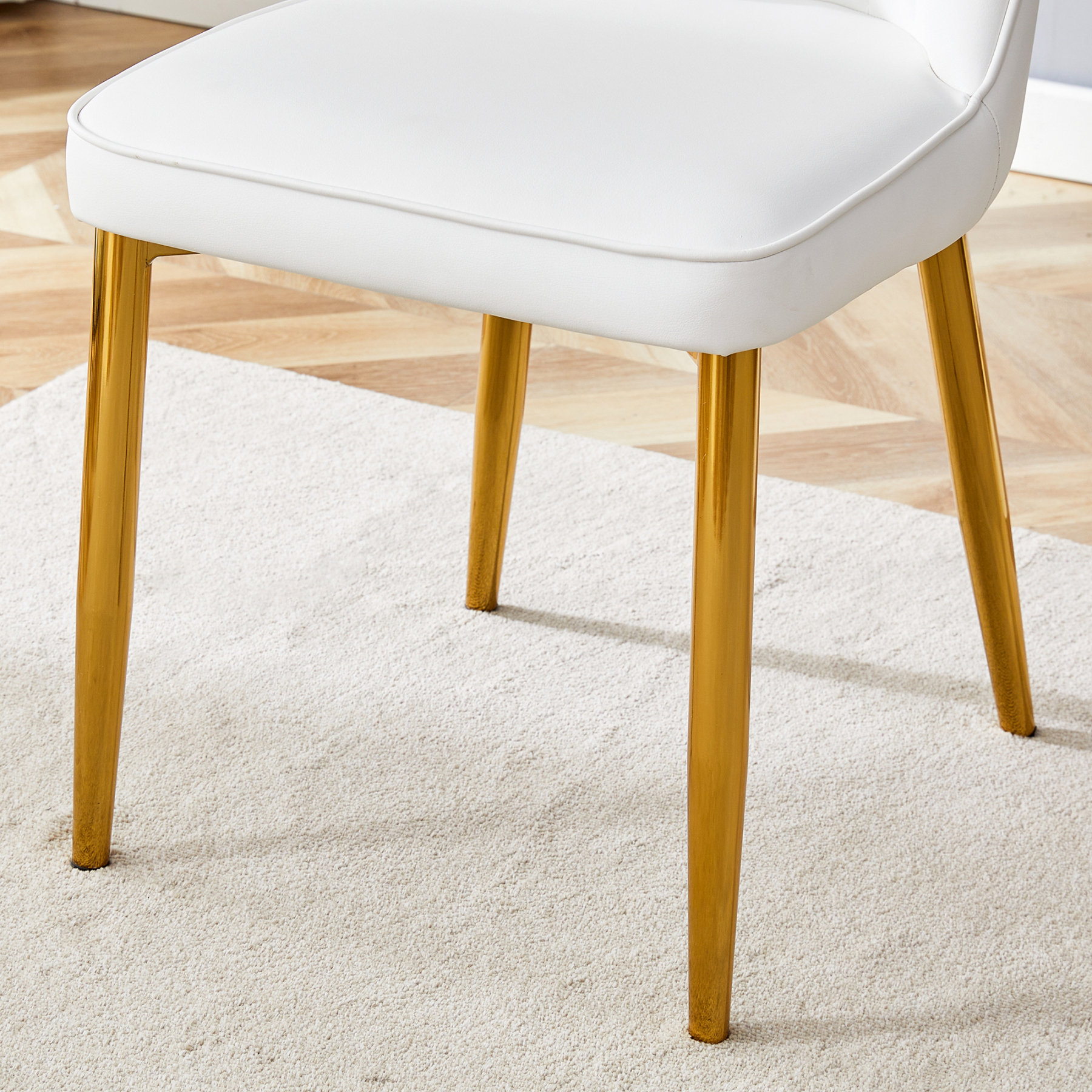 OKWISH White Dining Chair with Gold Metal Legs