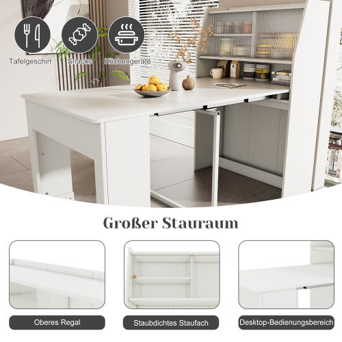 Ausziehbarer Esstisch mit Aufbewahrungsschrank-OKWISH