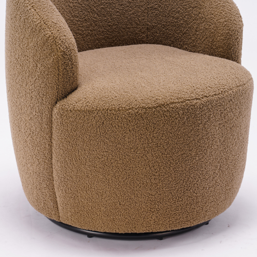 Teddy Fabric Swivel Accent Armchair Barrel Chair With Black Powder Coating Metal Ring