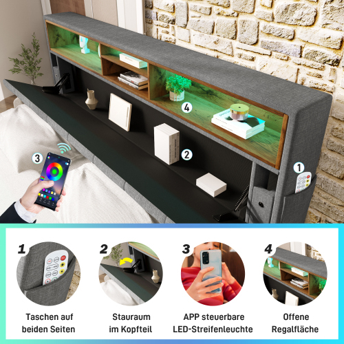 Multifunktionsbett mit Holzlattenrahmen-OKWISH