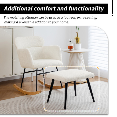 Robuster Schaukelstuhl mit Gestell aus Gummibaumholz und Pedalen-OKWISH