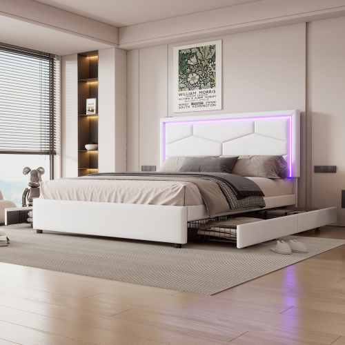 Polsterbett mit beleuchtetem Lattenrost-OKWISH