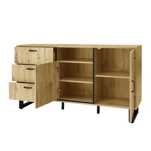 Sideboard, Kommode mit Schubladen und Türen, Farbblockdesign 