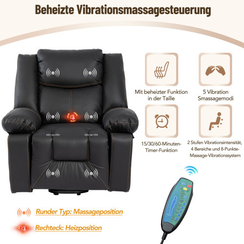 Elektrisch beheizter Massagesessel aus PU-Leder-OKWISH