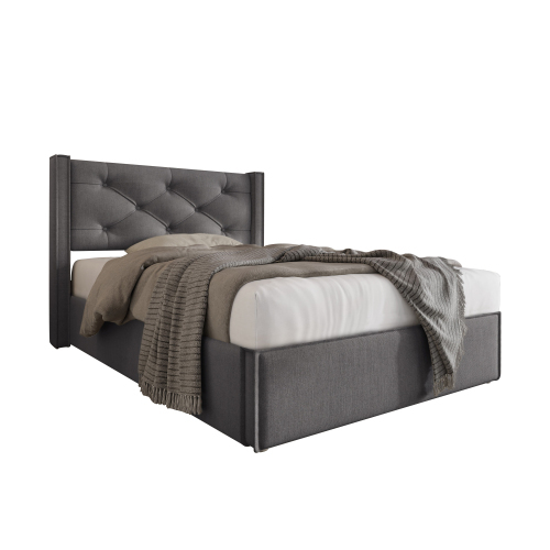 Hydraulisch Doppelbett Polsterbett,Bett mit Lattenrost aus Metallrahmen