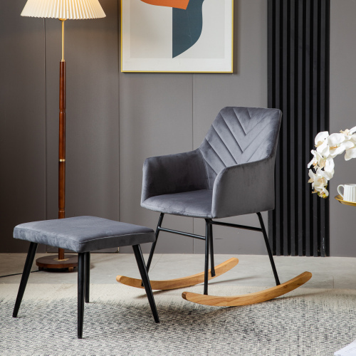 Stabiler Loungesessel mit Gestell aus Gummibaumholz und Pedalen-OKWISH