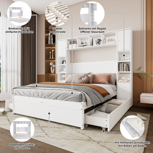 Hochbett-Doppelbett mit zwei Kippschutzschnallen-OKWISH