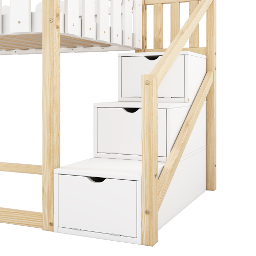 Etagenbett aus Massivholz mit Zaun-OKWISH