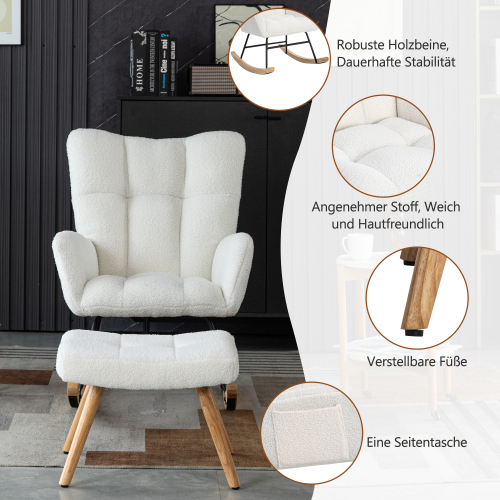 Ergonomischer Schaukelstuhl mit Gestell aus Gummiholz-OKWISH