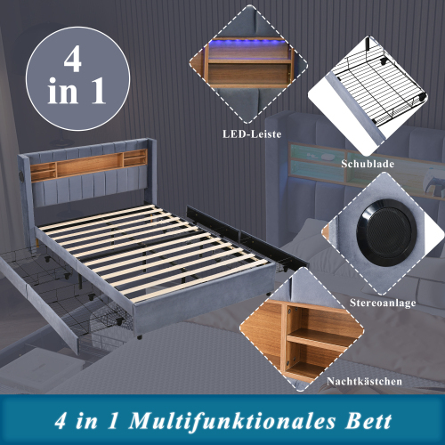 Gepolstertes Bett mit offener Trennwand-OKWISH