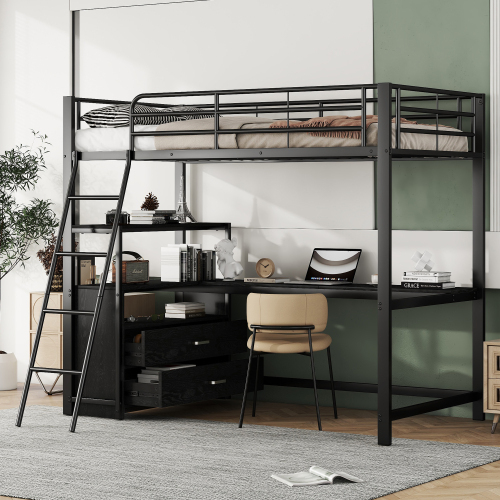 Schreibtischförmiges Bett mit flachem Eisenrahmen-OKWISH