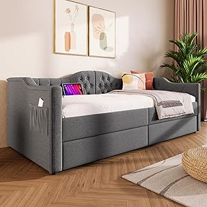 Schlafsofa Tagesbett mit Stauraum Schubladen Sofabett Jugendbett Bettgestell Lattenrost aus Holz