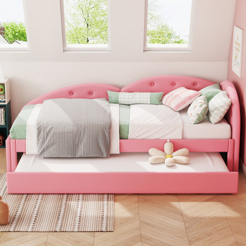 90*200cm Schlafsofa, ausgestattet mit ausziehbarem Bett, stilvoll und einfach, PU-Material