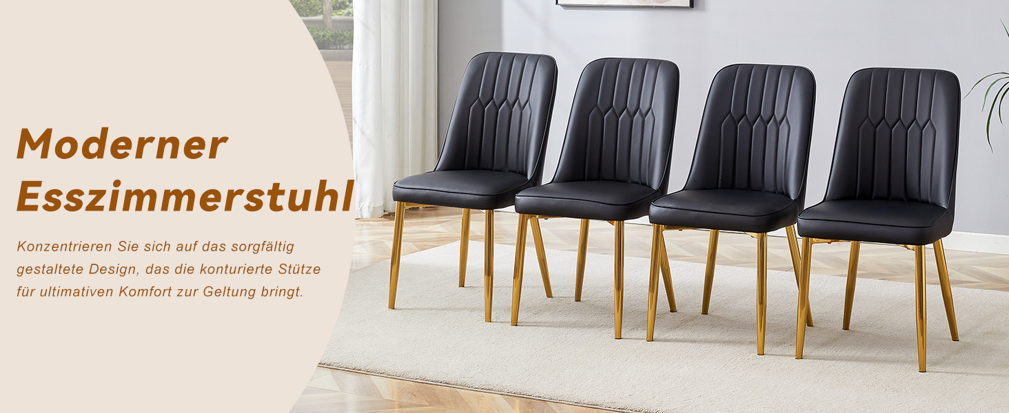 OKWISH Black Dining Chair with Gold Metal Legs
