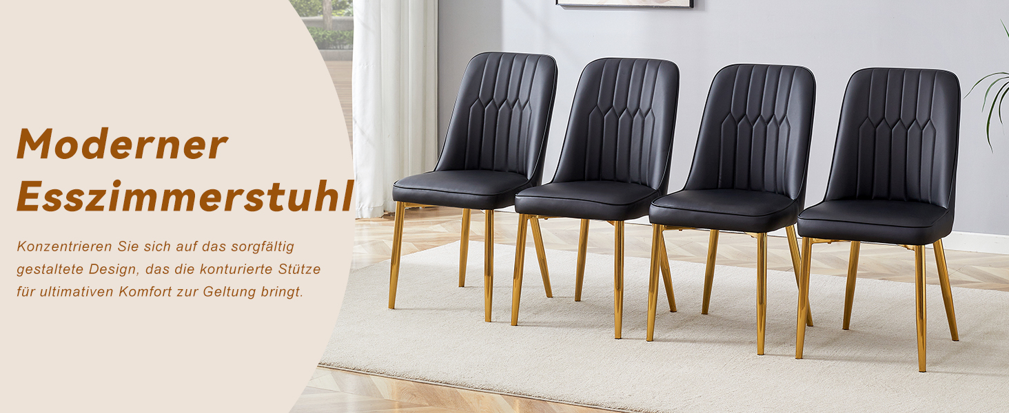 OKWISH Black Dining Chair with Gold Metal Legs